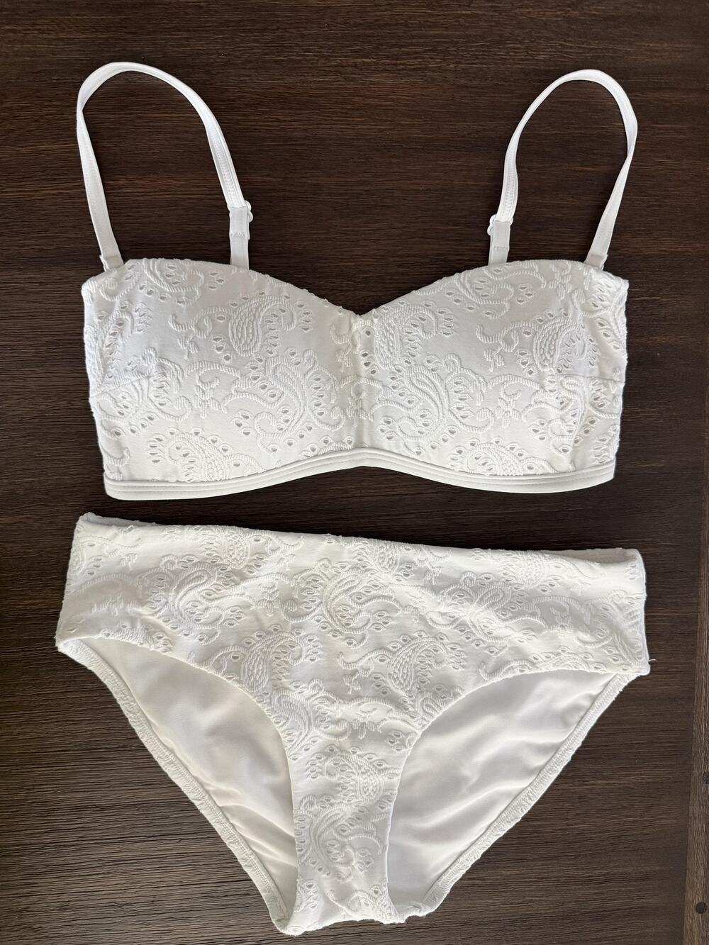 Sea Level Swim Bikini Swimsuit Set US 4 Balconette White Eyelet Australia AU 8